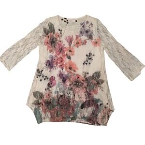 Origami Floral Lace Tunic‎ Top Long Sleeve Women's